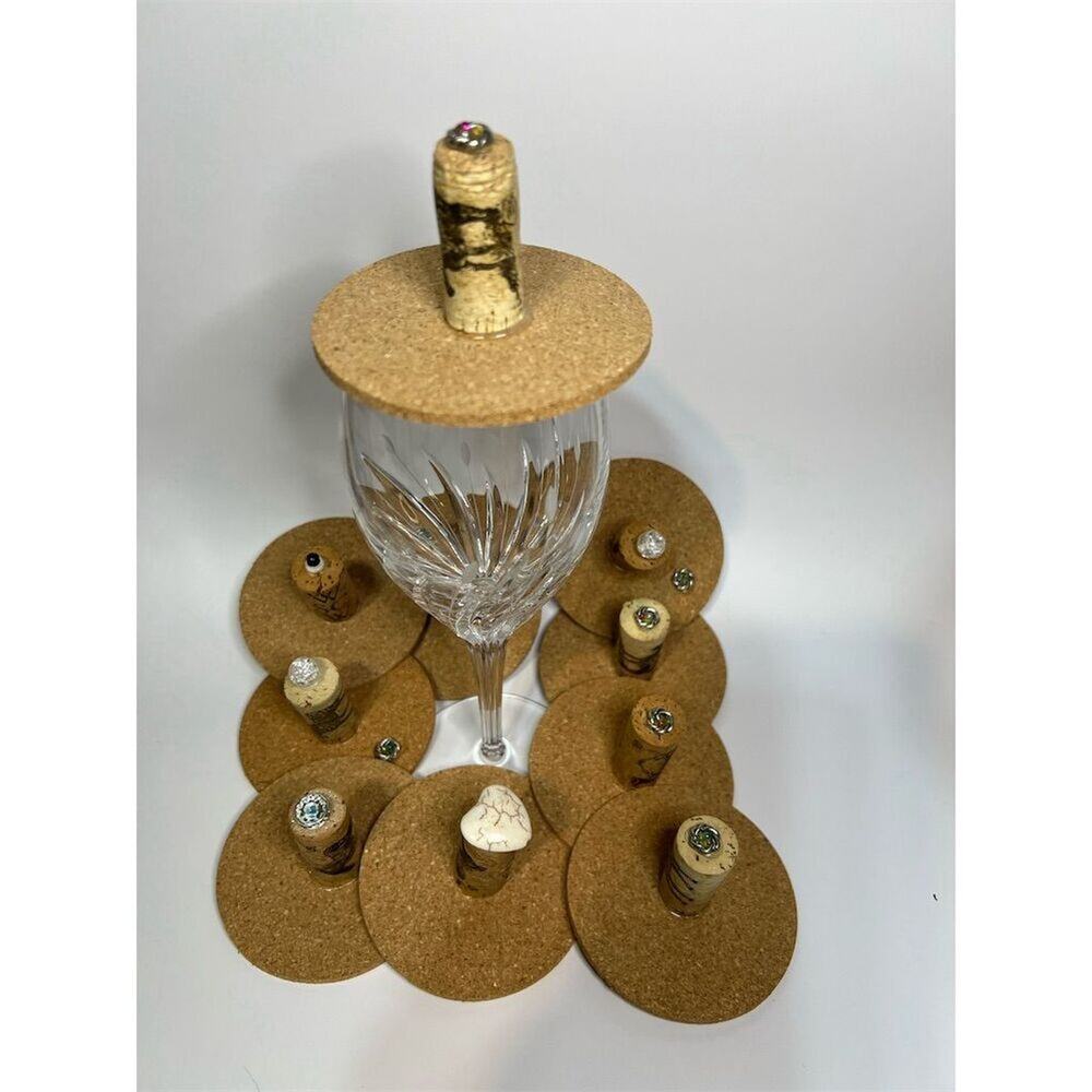 Set of 10 Cork Beverage Covers. Hand made. Keep bugs out.